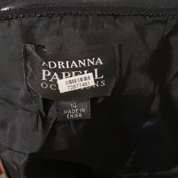 Adrianna Papell Black/White Polka Dot Dress with 3D Rose Chiffon Size: 14 Formal - Picture 10 of 10